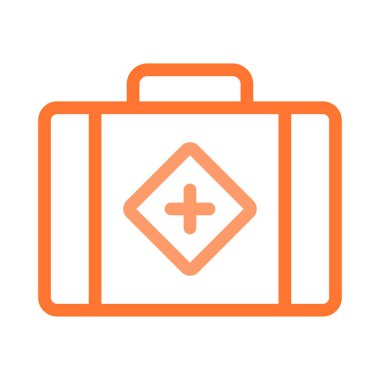 Ecza, ilk yardım seti düz simgesi beyaz arka plan, vektör, illüstrasyon izole