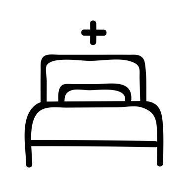 hastane yatak düz simgesi, vektör, illüstrasyon