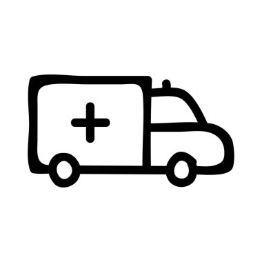 Ambulans araba düz kutsal kişilerin resmi, vektör, illüstrasyon 