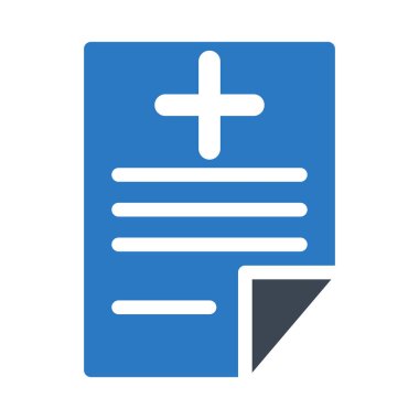 Tıbbi dosya düz simgesi beyaz arka plan, vektör, illüstrasyon izole