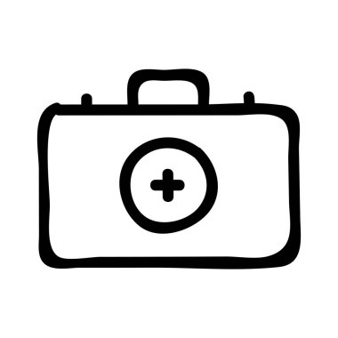 ilk yardım çantasında düz simgesi, vektör, illüstrasyon