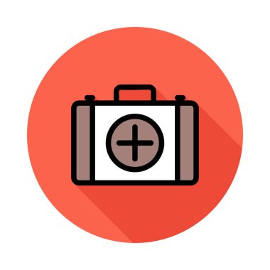 ilk yardım çantasında düz simgesi, vektör, illüstrasyon