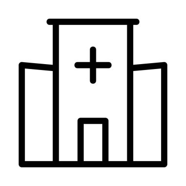 Hastane düz simgesi beyaz arka plan, vektör, illüstrasyon izole 