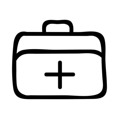ilk yardım çantasında düz simgesi, vektör, illüstrasyon