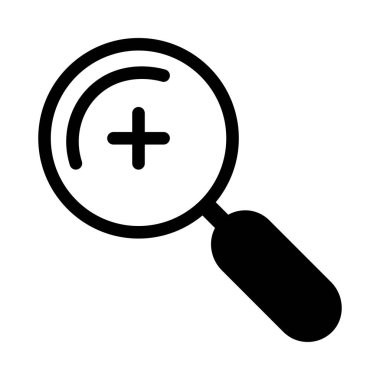  Büyüteç'i artı işareti düz simgesi, vektör çizim ile  