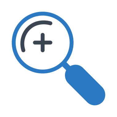  Büyüteç'i artı işareti düz simgesi, vektör çizim ile  