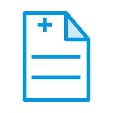 Tıbbi dosya düz simgesi beyaz arka plan, vektör, illüstrasyon izole