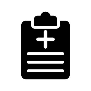 Tıbbi dosya düz simgesi beyaz arka plan, vektör, illüstrasyon izole