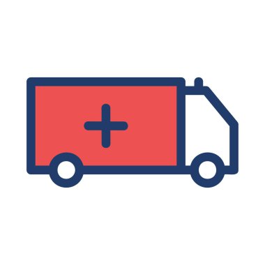 Ambulans araba düz kutsal kişilerin resmi, vektör, illüstrasyon