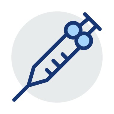 Tıbbi şırınga düz simgesi beyaz arka plan, vektör, illüstrasyon izole