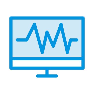 bilgisayar ekranı kardiyogram düz simgesi, vektör, illüstrasyon