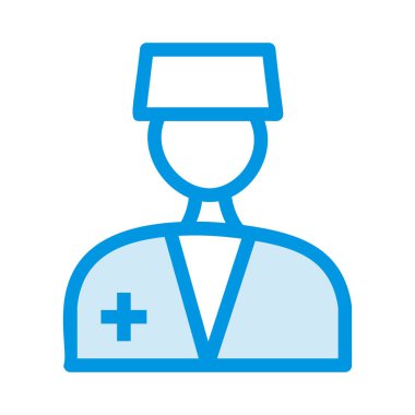Doktor avatar düz simgesi, vektör, illüstrasyon