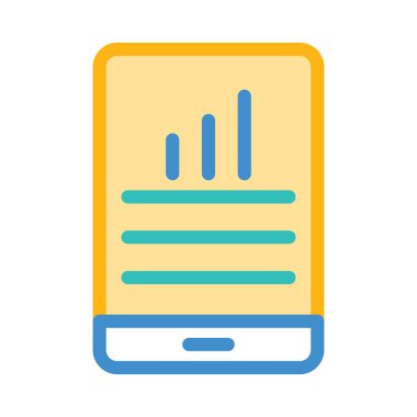 Beyaz arka plan, vektör, illüstrasyon izole smartphone ekran düz simgesini grafikte büyüyen