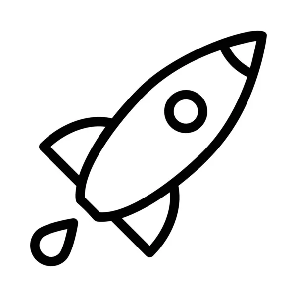Weltraumrakete Start Flaches Symbol Isoliert Auf Weißem Hintergrund Vektor Illustration — Stockvektor