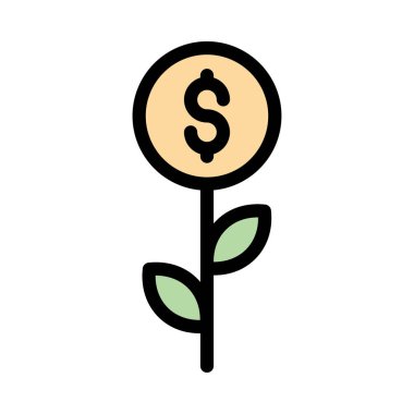 Beyaz arka plan, vektör, illüstrasyon izole doları çiçek düz simgesi