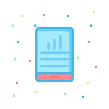 Beyaz arka plan, vektör, illüstrasyon izole smartphone ekran düz simgesini grafikte büyüyen