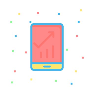 Beyaz arka plan, vektör, illüstrasyon izole smartphone ekran düz simgesini grafikte büyüyen