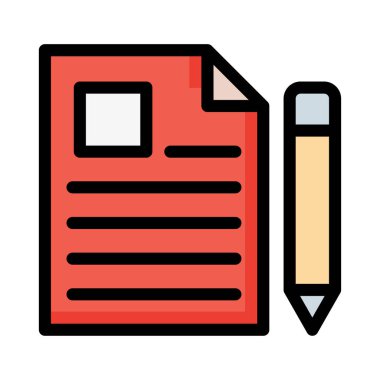 Kağıt belge beyaz arka plan, vektör, illüstrasyon izole kalem düz simgesi ile