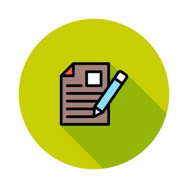 Kağıt belge beyaz arka plan, vektör, illüstrasyon izole kalem düz simgesi ile