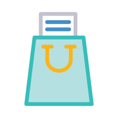 Kağıt belge beyaz arka plan, vektör, illüstrasyon izole çanta düz simgesi