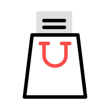 Kağıt belge beyaz arka plan, vektör, illüstrasyon izole çanta düz simgesi