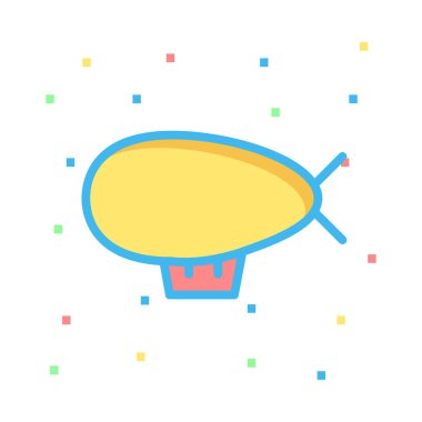 zeplin düz simgesi beyaz arka plan, vektör, illüstrasyon izole