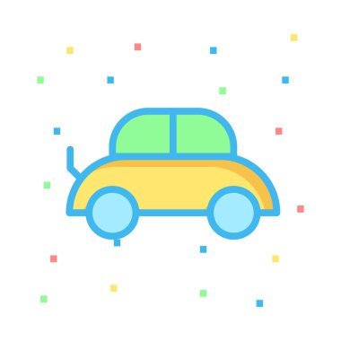 Araba düz simgesi beyaz arka plan, vektör, illüstrasyon izole 