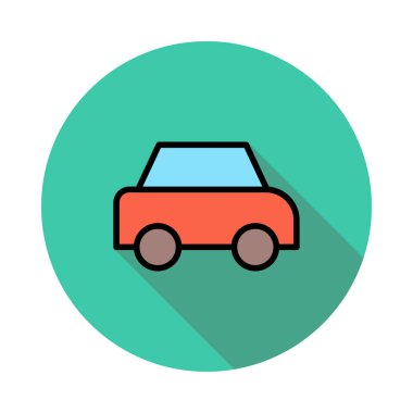 Araba düz simgesi beyaz arka plan, vektör, illüstrasyon izole 