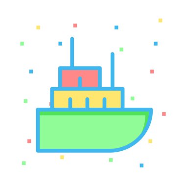 Beyaz arka plan, vektör, illüstrasyon izole düz simge gemi cruise