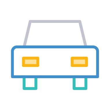 Renkli noktalar beyaz zemin üzerine sarı araba 