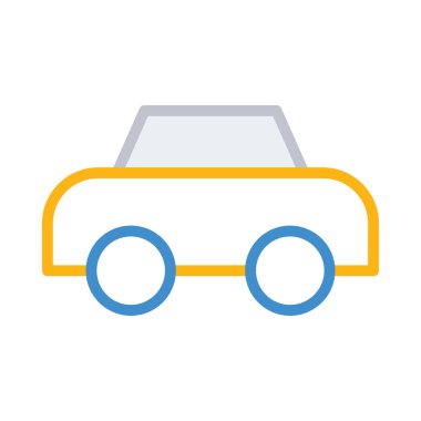 Renkli noktalar beyaz zemin üzerine sarı araba 