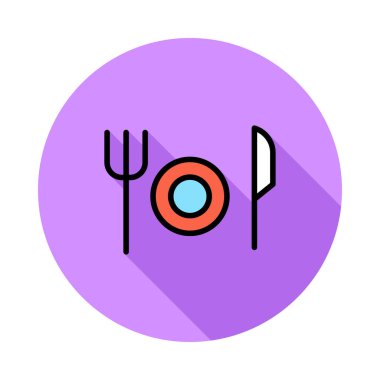 çatal, bıçak, tabak simge vektör çizim  