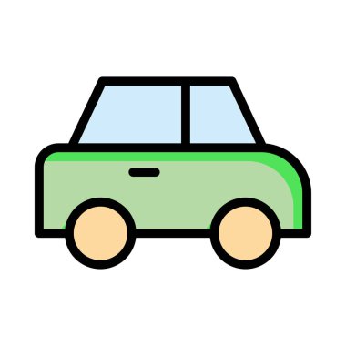 Araba düz simgesi beyaz arka plan, vektör, illüstrasyon izole 