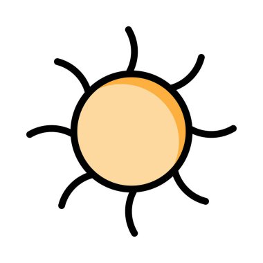 Güneş düz simgesi beyaz arka plan, vektör, illüstrasyon izole 