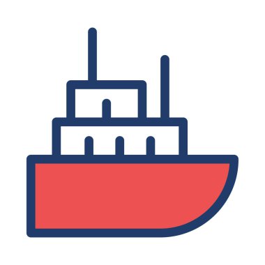 Beyaz arka plan, vektör, illüstrasyon izole düz simge gemi cruise