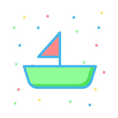 Beyaz arka plan, vektör, illüstrasyon izole düz simge gemi cruise