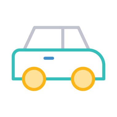 Araba düz simgesi beyaz arka plan, vektör, illüstrasyon izole 