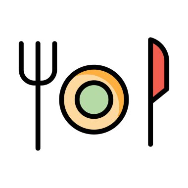 çatal, bıçak, tabak simge vektör çizim  