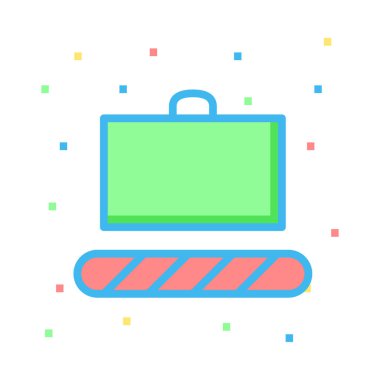 Bagaj konveyör düz simgesini beyaz arka plan, vektör, illüstrasyon izole