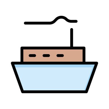 Beyaz arka plan, vektör, illüstrasyon izole düz simge gemi cruise