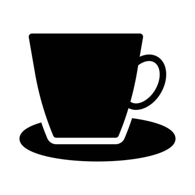 Kahve Kupası düz simgesi beyaz arka plan, vektör, illüstrasyon izole