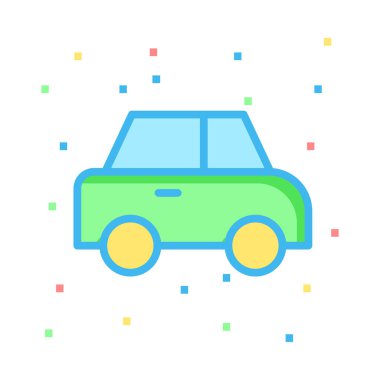 Araba düz simgesi beyaz arka plan, vektör, illüstrasyon izole 