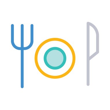 çatal, bıçak, tabak simge vektör çizim  