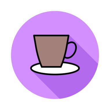 Kahve Kupası düz simgesi beyaz arka plan, vektör, illüstrasyon izole