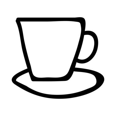Kahve Kupası düz simgesi beyaz arka plan, vektör, illüstrasyon izole