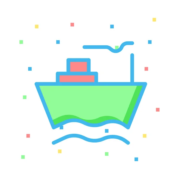 Crucero Icono Plano Del Barco Aislado Sobre Fondo Blanco Vector — Vector de stock