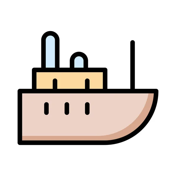 Kryssningsfartyg Flat Ikonen Isolerade Vit Bakgrund Vektor Illustration — Stock vektor