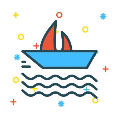 Beyaz arka plan, vektör, illüstrasyon izole düz simge gemi cruise