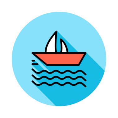 Beyaz arka plan, vektör, illüstrasyon izole düz simge gemi cruise