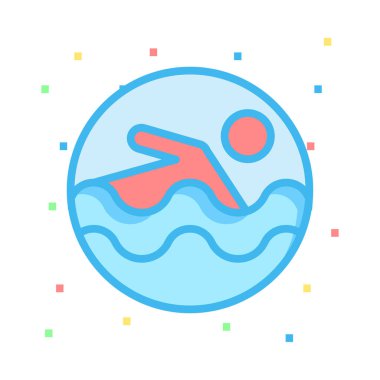 Yüzme kişi kutsal kişilerin resmi, vektör çizim 